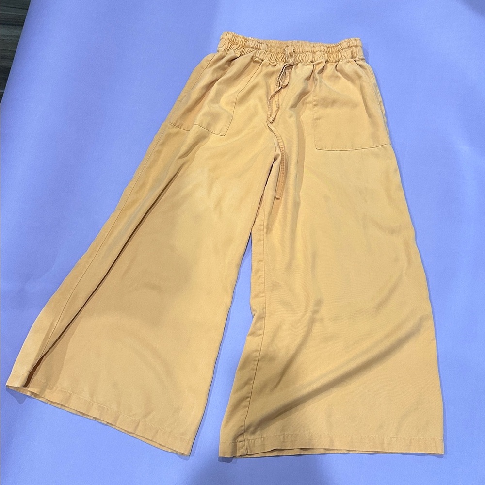 Pale orange  Wide-Leg Pants- bamboo tinsel